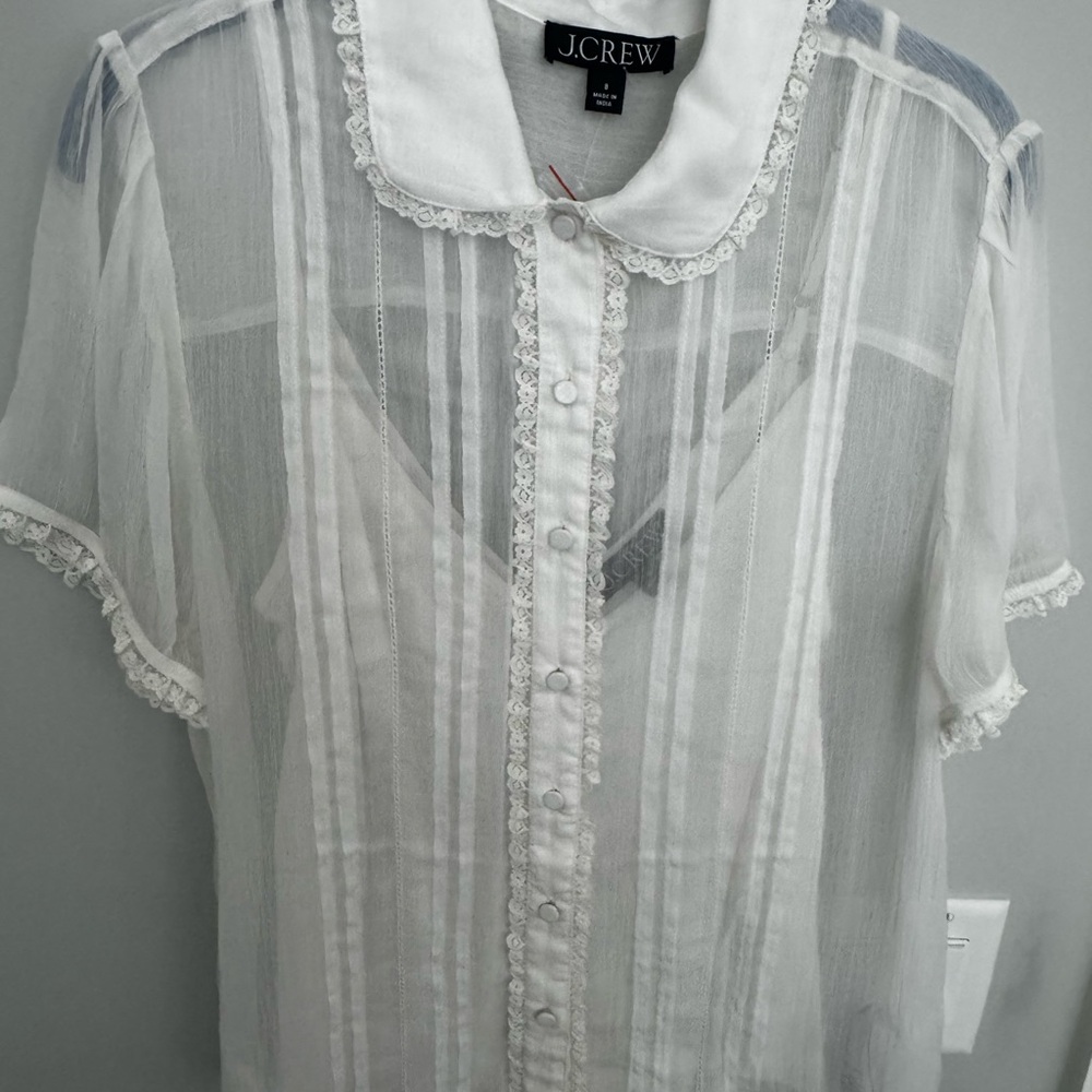 J.Crew Sheer White Blouse NWT